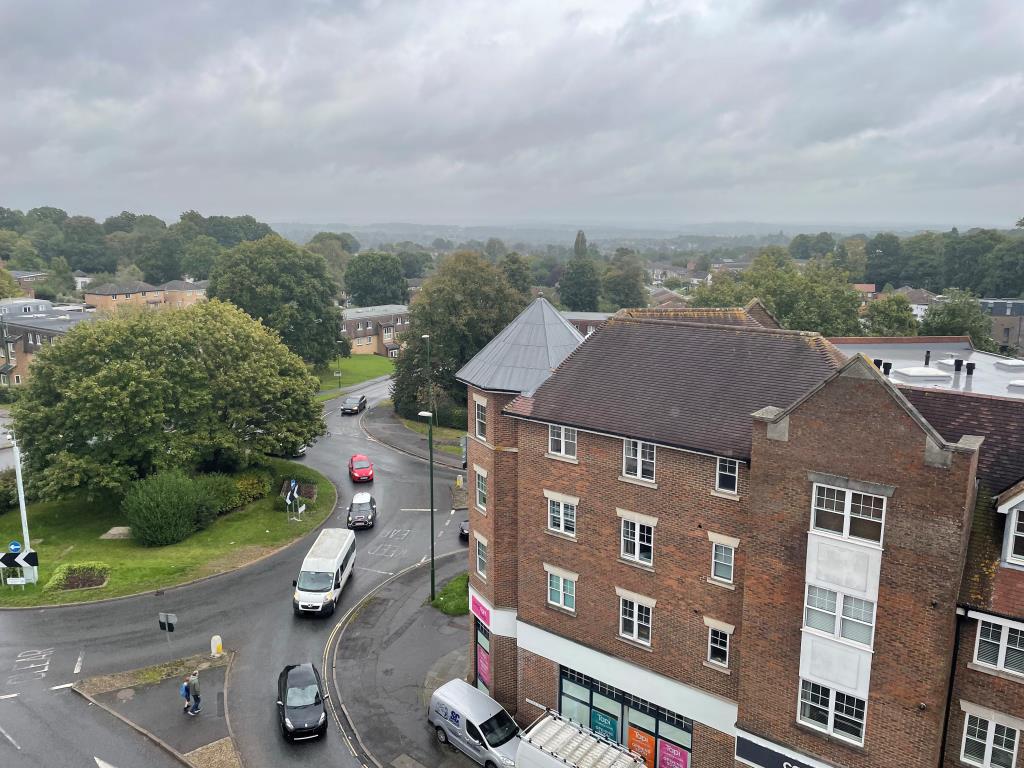 Lot: 48 - TWO-BEDROOM FLAT WITH PARKING IN TOWN CENTRE - East view from flat over town centre and countryside